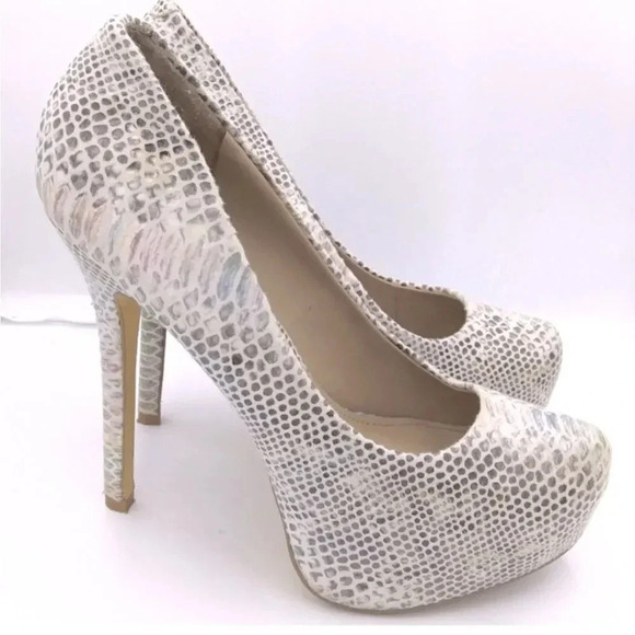STEVE MADDEN NALA IRIDESCENT SNAKE PRINT PLATFORM HEELS SIZE 8 - Picture 2 of 7